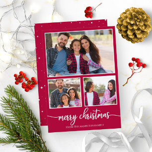 4 Photos Collage Cute Script Merry Christmas Invitation
