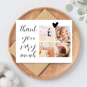 4 Photos Collage Minimalist Baby Shower Thank You Postcard