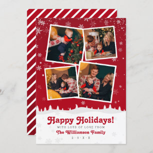 4 Photos   Cute Red & White Christmas Trees & Snow Invitation