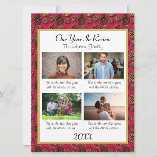 4 Photos Family Year In Review Personalise Holiday Card