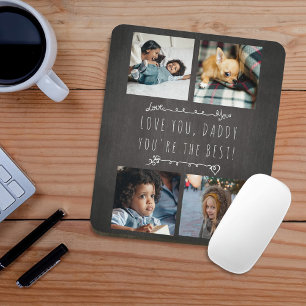 4 photos Father's Day Love you Daddy chalkboard Mouse Pad
