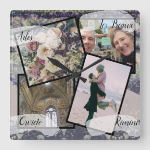 4 Photos HoneyMoon Steampunk Square Wall Clock