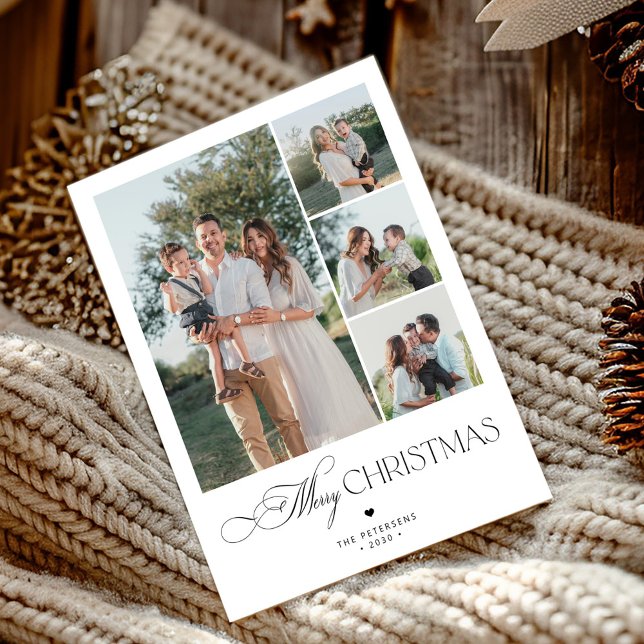 4 photos minimalist elegant Merry Christmas Holiday Card (Creator Uploaded)