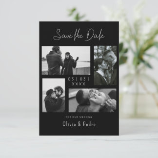 4 Photos Modern Collage Wedding Save The Date