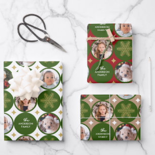 4 Photos Modern Unique Christmas  Wrapping Paper Sheet