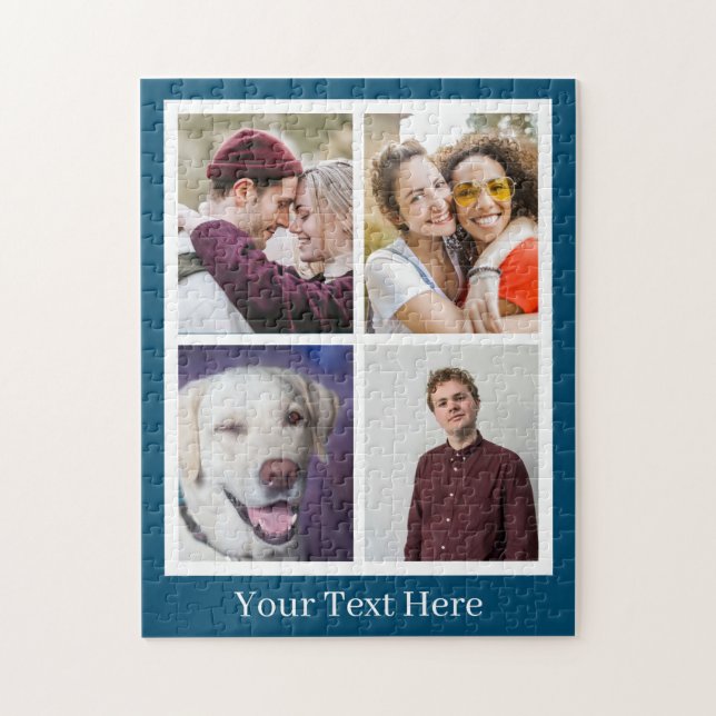 4 Photos Navy Blue Puzzle (Vertical)