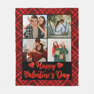 4 Photos Romantic Couple Happy Valentine Day Red Fleece Blanket