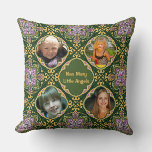 4 photos + text Olive and lavender Azulejos  Cushion