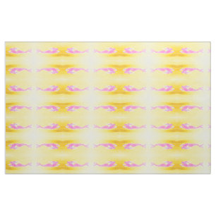 4 pink mermaids pattern on yellow fabric