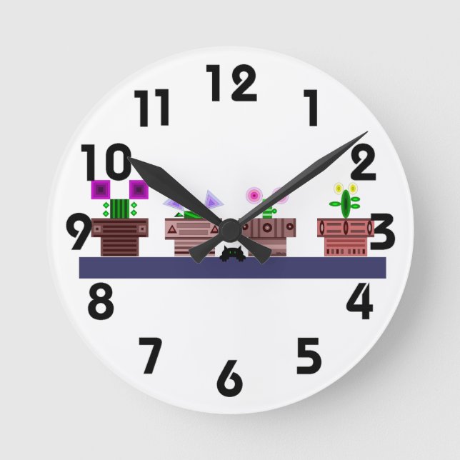4 Pots and a Cat Wall Clock (Front)