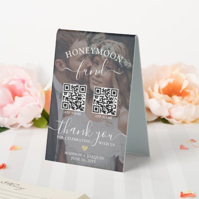 4 QR Codes 2 Photo Mobile App Honeymoon Fund (In SItu (Wedding))
