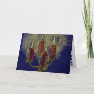 4 red candles art holiday card