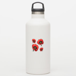 4 red poppies