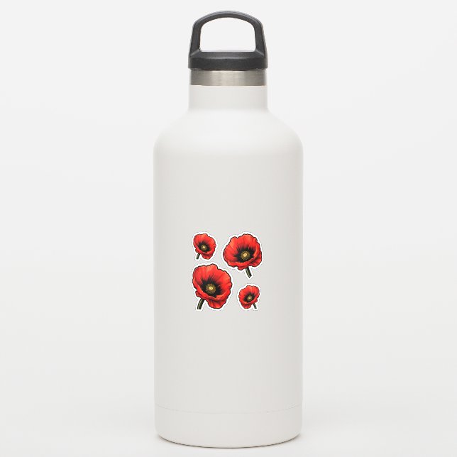 4 red poppies (Waterbottle)