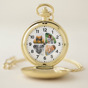 4 Rounded Photo Personalised  Gold Pocket Watch