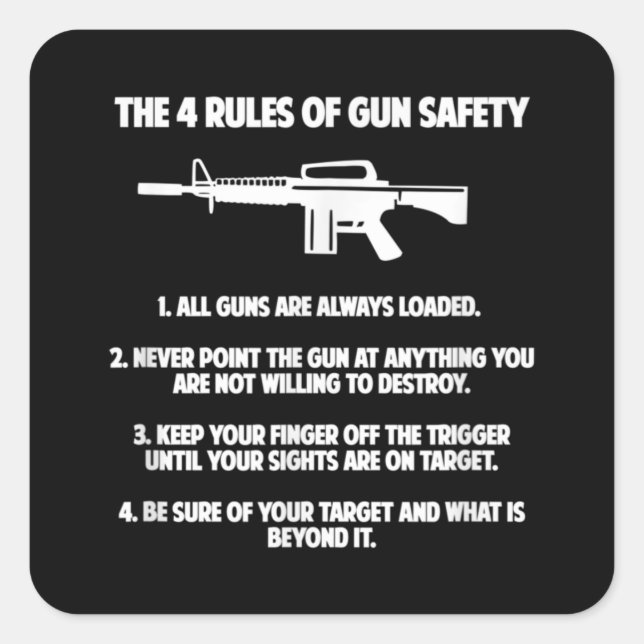 4 Rules of Gun Safety - Well Regulated Militia 2nd Square Sticker (Front)