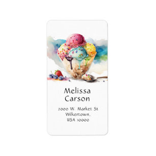 4 Scoop Ice Cream Sundae Fun Summer Label