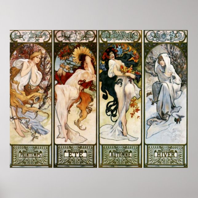 4 Seasons Alphonse Mucha Print (Front)