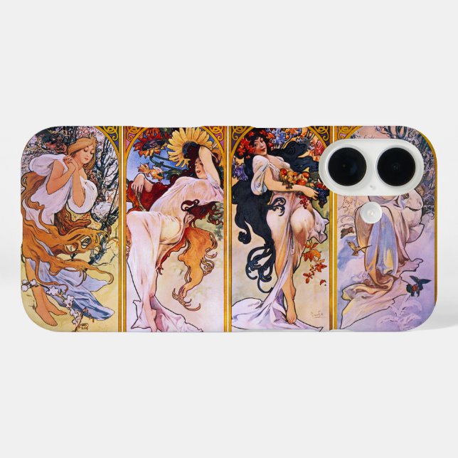 4 Seasons by Alphonse Mucha, Vintage Art Nouveau Case-Mate iPhone Case (Back (Horizontal))