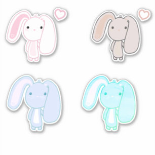 4 Set Bunny Vinyl Stickers