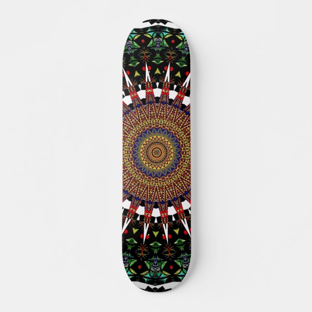 4 Sq. Swirl Mandala Skateboard (Front)