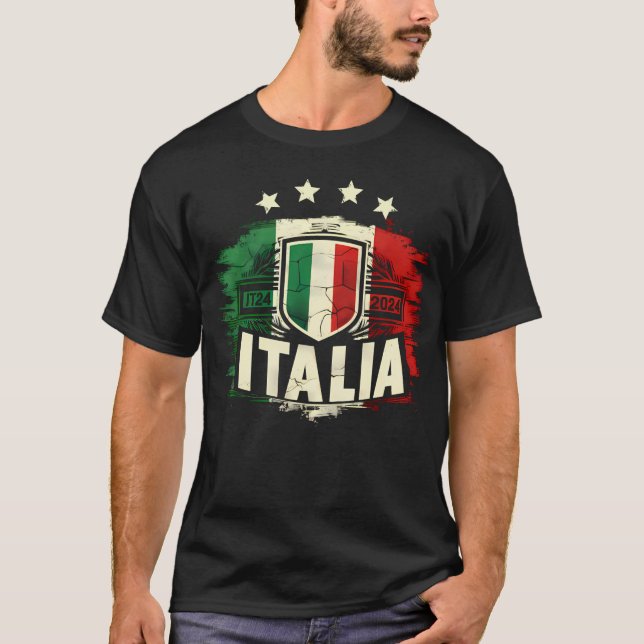 4 Star Italia with Italian flag distressed retro T-Shirt (Front)