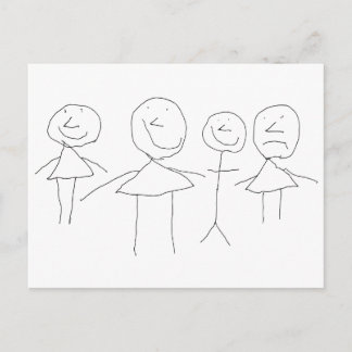 4 Stick Figures Postcard
