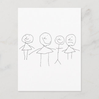 4 Stick Figures Postcard