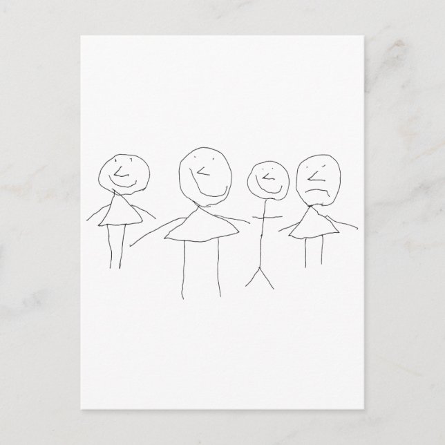 4 Stick Figures Postcard (Front)