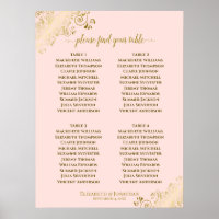 4 Table Blush Pink & Gold Wedding Seating Chart
