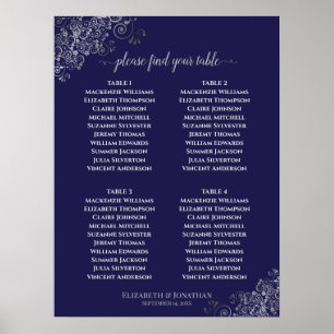 4 Table Lacy Gray Wedding Seating Chart Navy Blue