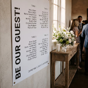 4 table Simple White Wedding seating chart