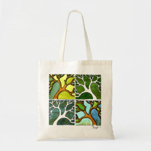 4 Trees in Watercolor and Pen & Ink Tote Bag