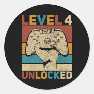 4 Unlocked 4 Year Old Boy Fourth Bday Kid 4th Birt Classic Round Sticker