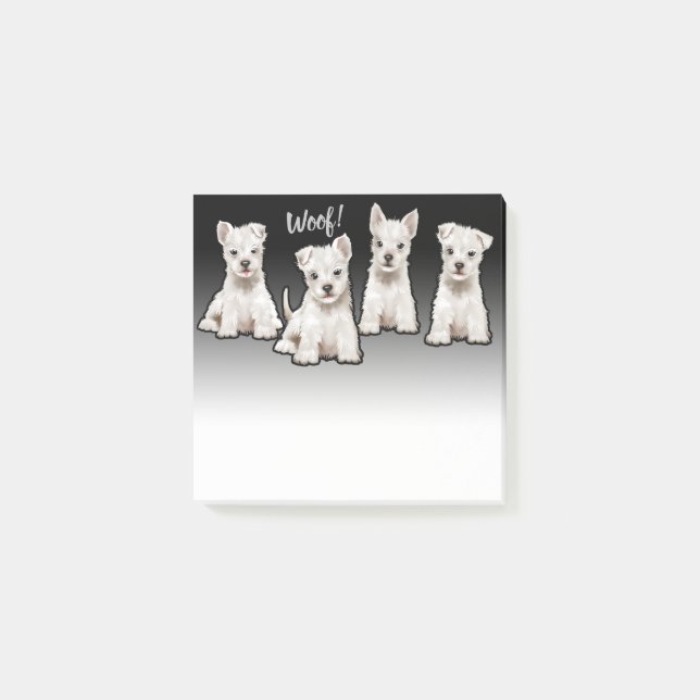 4 Westy pups custom black fade Post-it note block (Front)