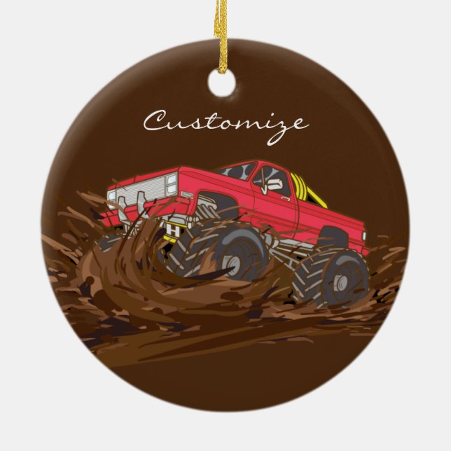 4-wheeler mud truck Thunder_Cove Ceramic Ornament (Back)