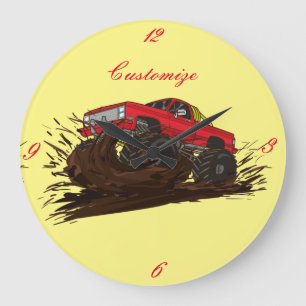 4-wheeler mud truck Thunder_Cove Large Clock