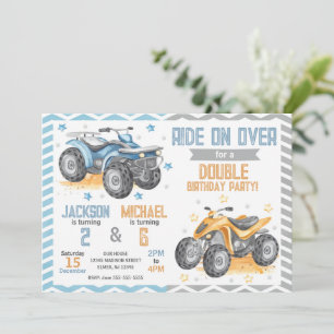 4 Wheeler Quad Bike ATV Joint Birthday Invitation