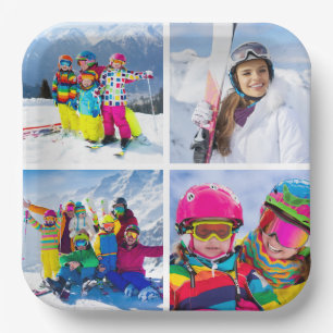 4 Winter Vacation Photo Grid Collage Paper Plate