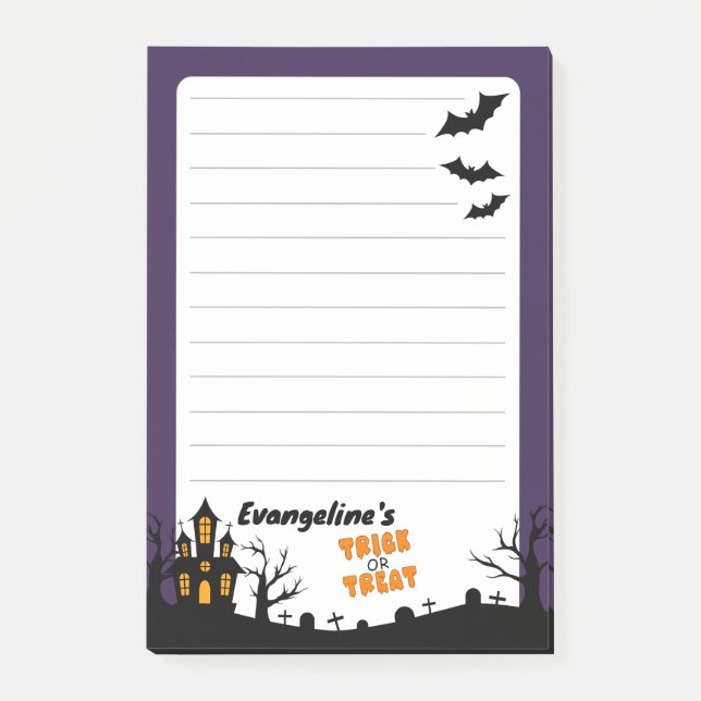 4"x6" Haunted House & Spooky Trees Post-it Notes (Front)