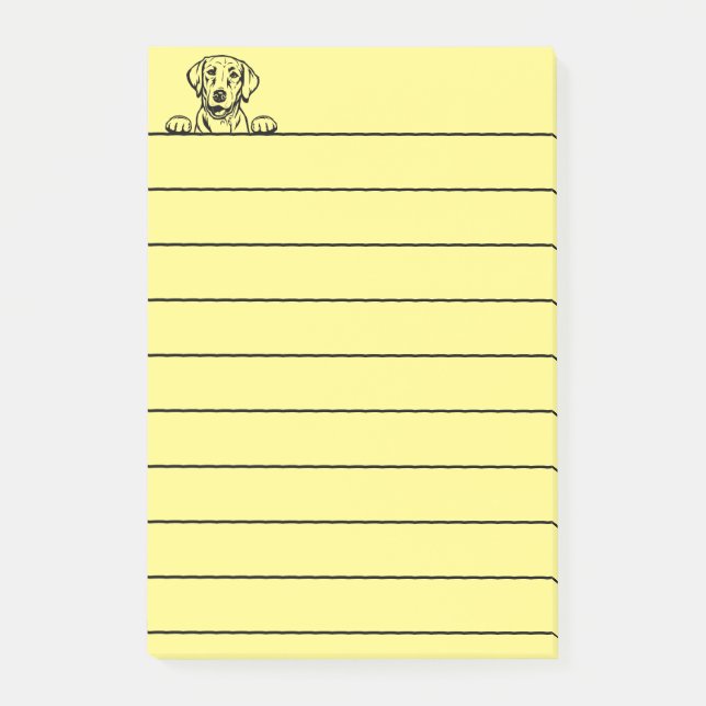 4”x6” Yellow Lined Post-Its featuring Black Lab Post-it Notes (Front)
