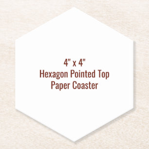 4" x 4" Hexagon Pointed Top Paper Coaster