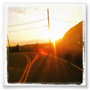 4" x 4" Instagram Print: Sunset On a Road Photo Print