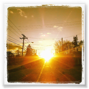 4" x 4" Instagram Print: Sunset On a Road Photo Print