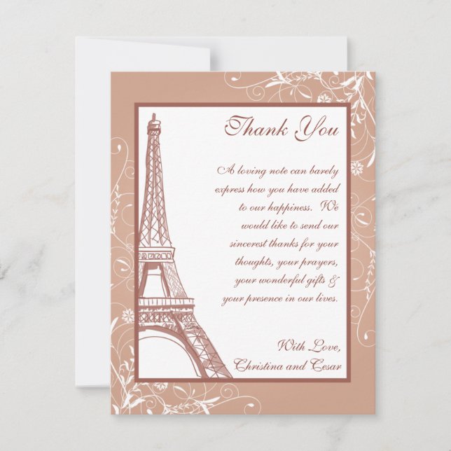 4 x 5 FLAT Thank You Card Floral Spiral in Paris (Front)