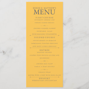 4" x 9" Daffodil Yellow Wedding Menu