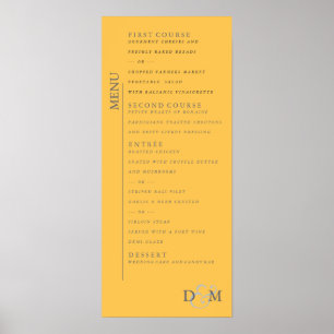 4" x 9" Daffodil Yellow Wedding Menu Poster