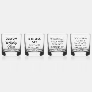 4 x Custom Personalized Whiskey Glass 12oz