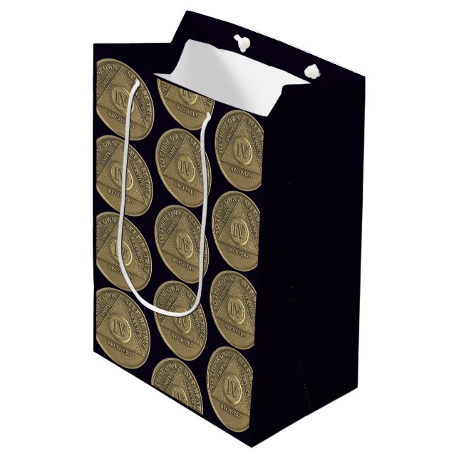 4 Year AA Anniversary Coin Medium Gift Bag (Front Angled)