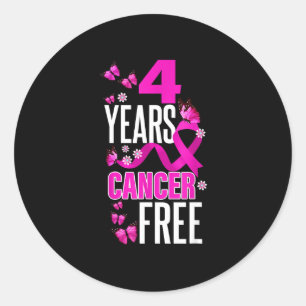 4 year cancer for breast cancer awareness  classic round sticker